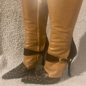 Giuseppe Zanotti Vicini crystal studded boots Camel & Brown. Must see!! Sz 39.5